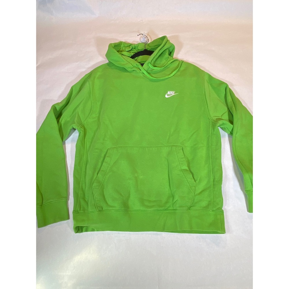 Lime Green Nike Hoodie Club Fleece Embroidered Logo M Unisex